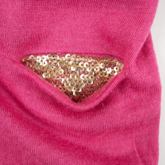 ANN TAYLOR LOFT pink cardigan sweater with gold sequins size XS - Picture 5 of 11
